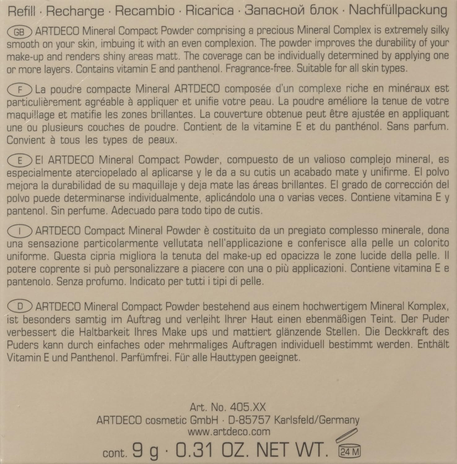 ARTDECO Mineral Compact Powder Refill - Pressed Compact Powder with Sea Minerals for an Even Complexion, Refill - 1 X 9 G image number 3
