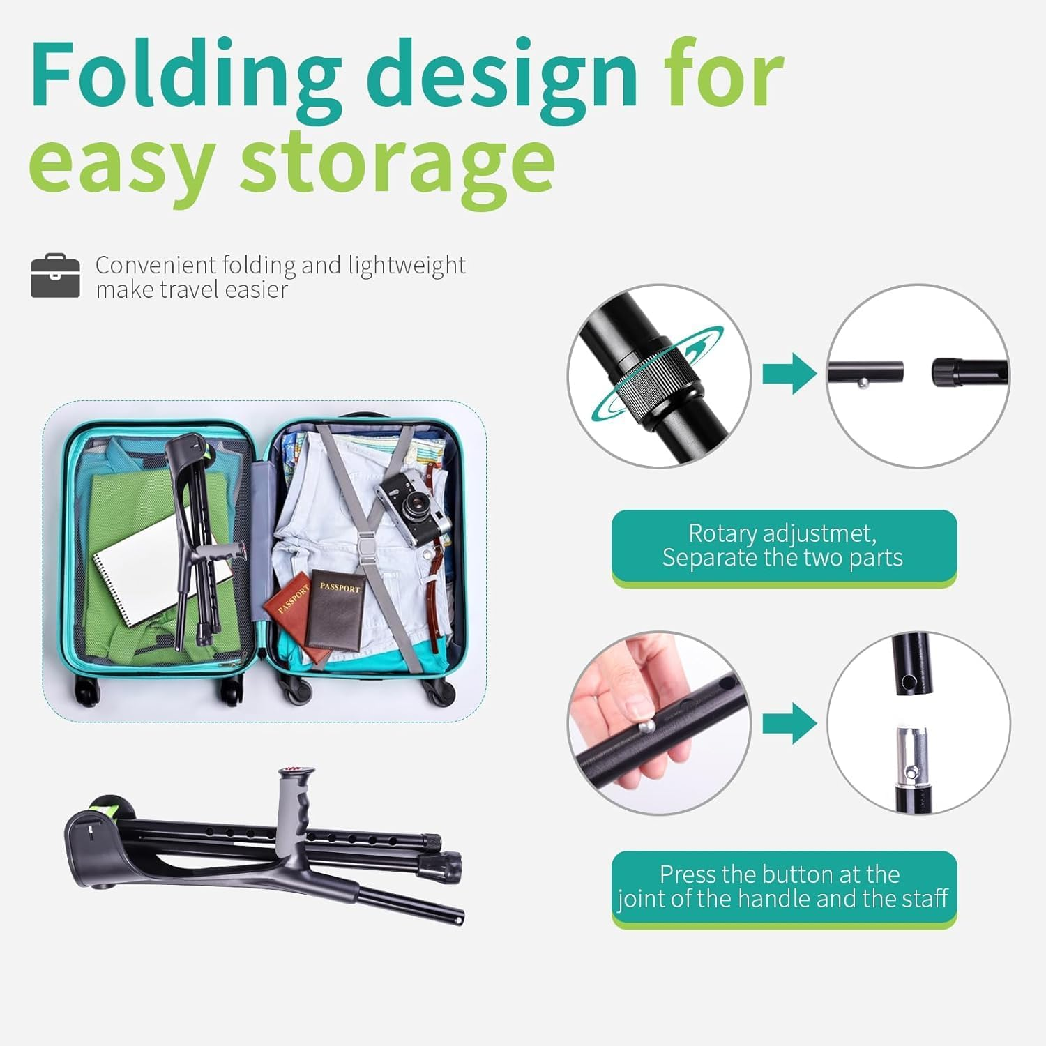 Forearm Crutches Upgraded Heightened (1 Pair), Aluminium Elbow Crutches, Forearm Crutches for Adults, Arm Crutches for Walking, 10-Level Adjustable Height, Lightweight, Anti-Dorp Cuff,Non-Slip image number 1