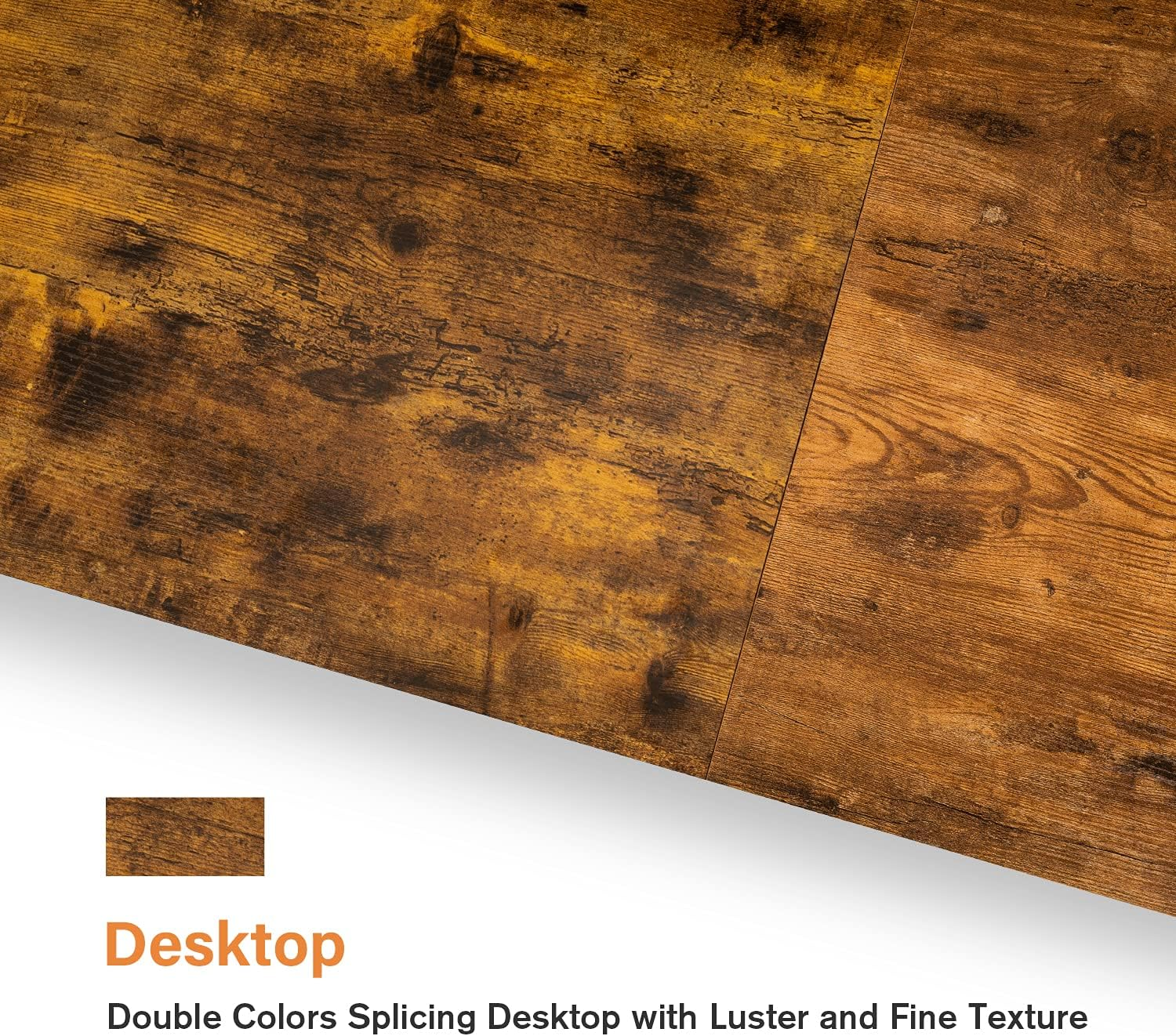 Furmax Home Office Desk 47 Inch Small Study Writing Desk Computer Simple Splice Board Table 2-Tier Laptop Table with Storage Bag and Removable Storage Shelves (Brown) - Brown/Black image number 2