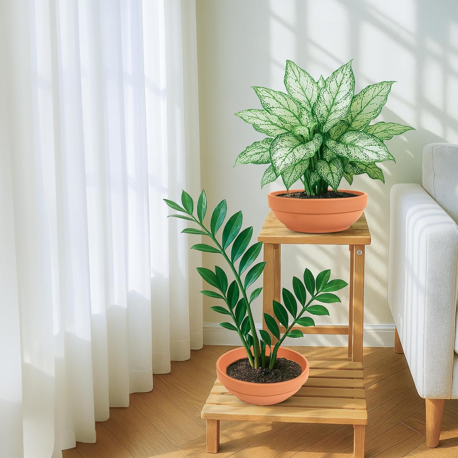 Laergin 6.43 Inch Shallow Terra Cotta Pots with Drain Hole - Clay Plant Pots for Indoor/Outdoor Plants (6 Pack) image number 2