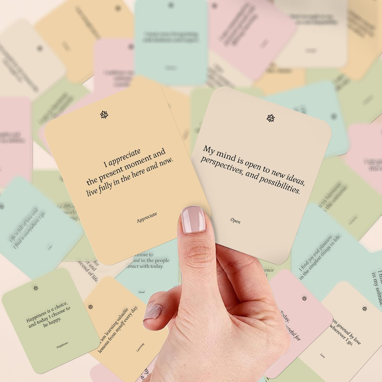 BIROYAL Affirmation Cards for Women, 55 Daily Positive Inspirational Motivational Cards with Display Stand & Metal Box, Mindfulness & Self Care, Spiritual Gifts for Women (3.5&rsquo;&rsquo; X 2.8&rsquo;&rsquo;) image number 2