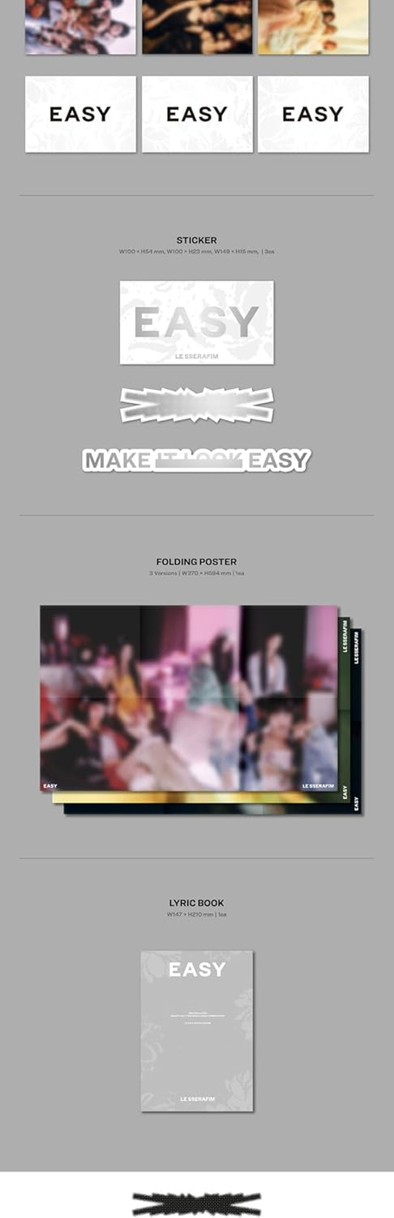 LE SSERAFIM Easy 3Rd Mini Album Standard Vol.2 Version Cd+1P Folding Poster on Pack+104P Booklet+1P Photocard+1P Postcard+3Ea Sticker+1Ea Lyric Book+Tracking Sealed LSFM image number 6