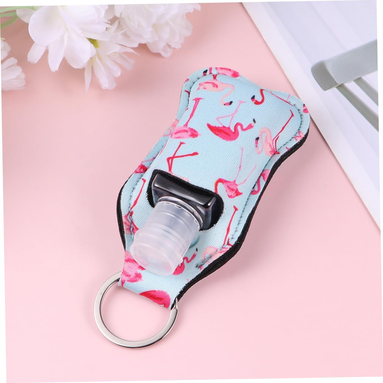 Healeved 3 Set Refillable Empty Bottles with Neoprene Keychain Holders Portable Hand Bottles for Soap Lotion and Liquid Travel Carriers and Stylish Covers image number 4