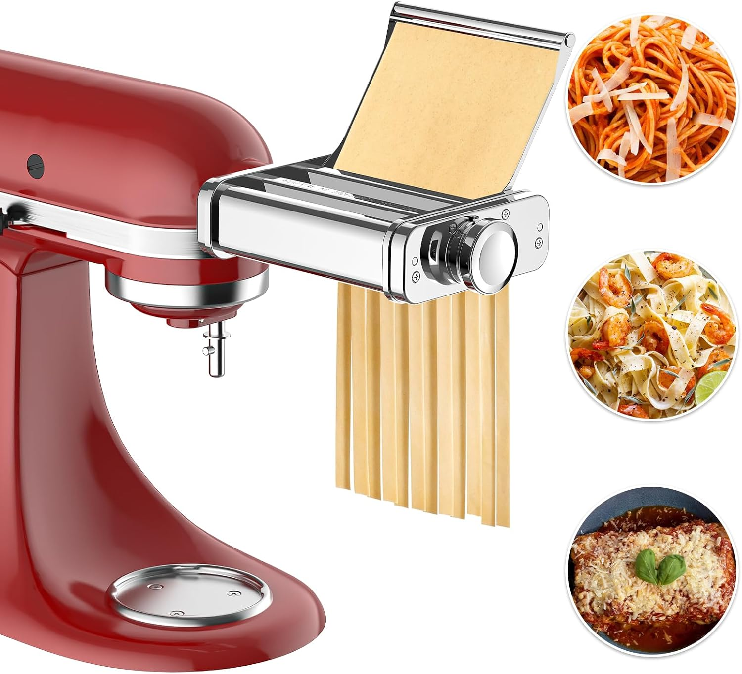 Pasta Maker Attachment for Kitchenaid Stand Mixer, 3-In-1 Pasta Maker Includes Pasta Roller, Spaghetti Cutter & Fettuccine Cutter, Stainless Steel Pasta Attachment for Kitchenaid Accessories by Cofun image number 2