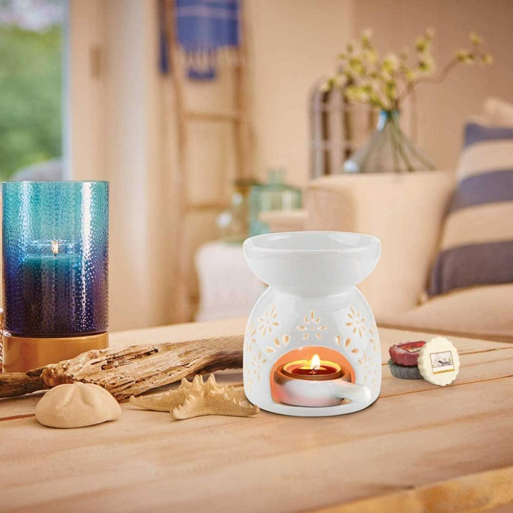 Scented Candle Fragrance Melter Tea Light Holder,Aromatherapy Aroma Burner Ceramic Lamp Cylinder Diffuser Candle Tealight Holder Home Bedroom Decor Christmas Housewarming Gift image number 5