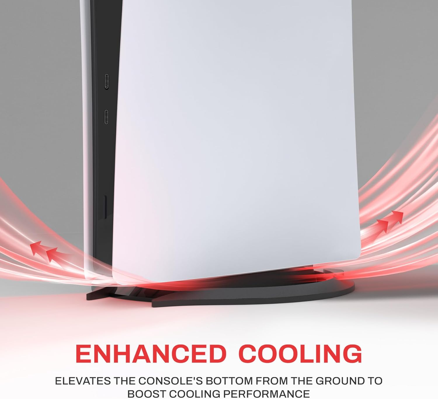 Playvital Vertical Stand for Ps5/Slim/Pro/Standard Console Disc & Digital, Space-Saving Holder Base Accessories for Ps5/Pro/Slim with Anti-Slip Pads, Enhanced Stability - Black - White image number 3