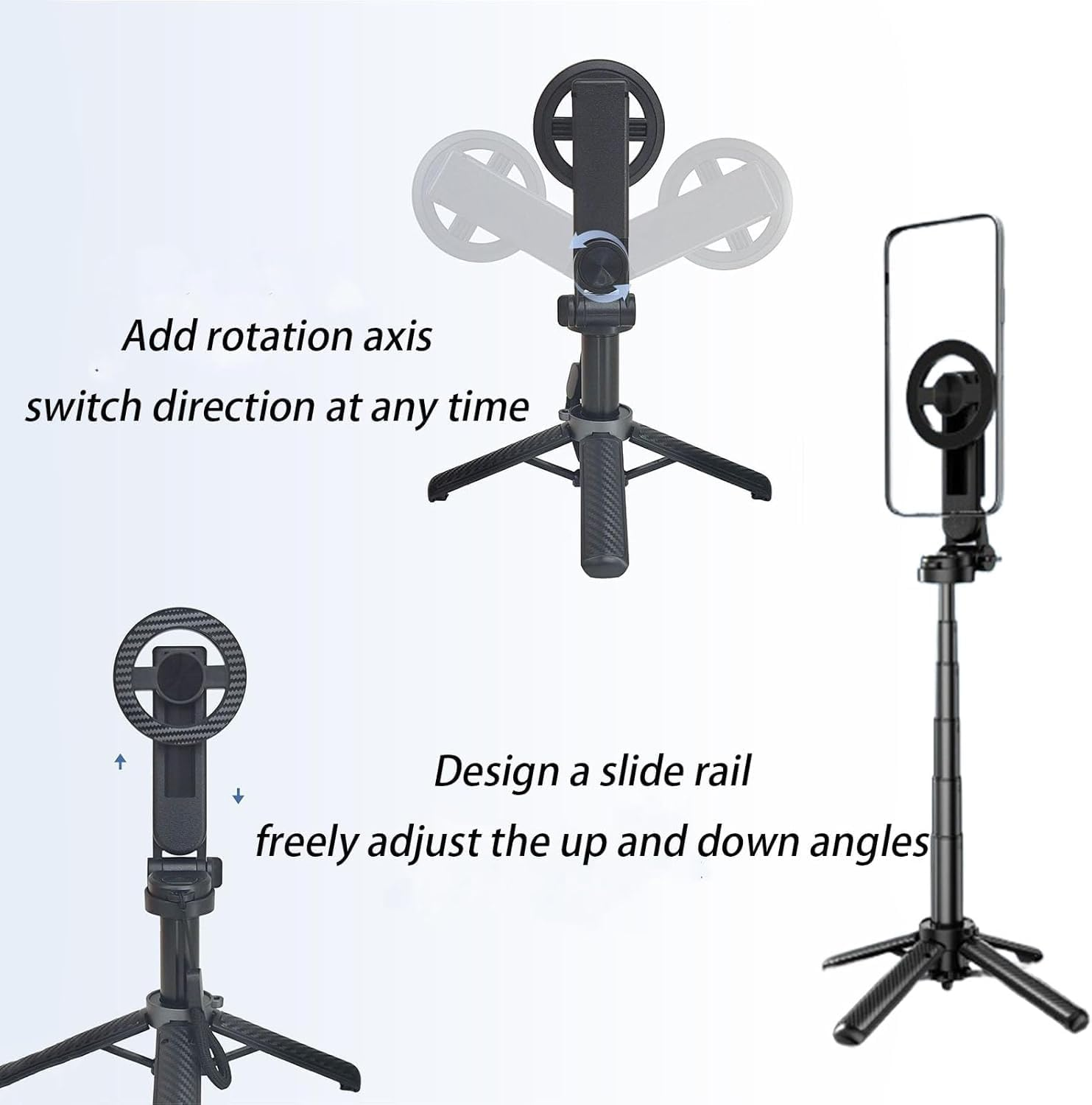 4-In-1 Multifunctional 360&deg; Rotation Magnetic Selfie Stick, 2025 New 4-In-1 Multifunctional Magnetic Selfie Stick,360&deg; Rotation Extendable Phone Tripod, for Travel and Vlogging (1PCS) image number 3