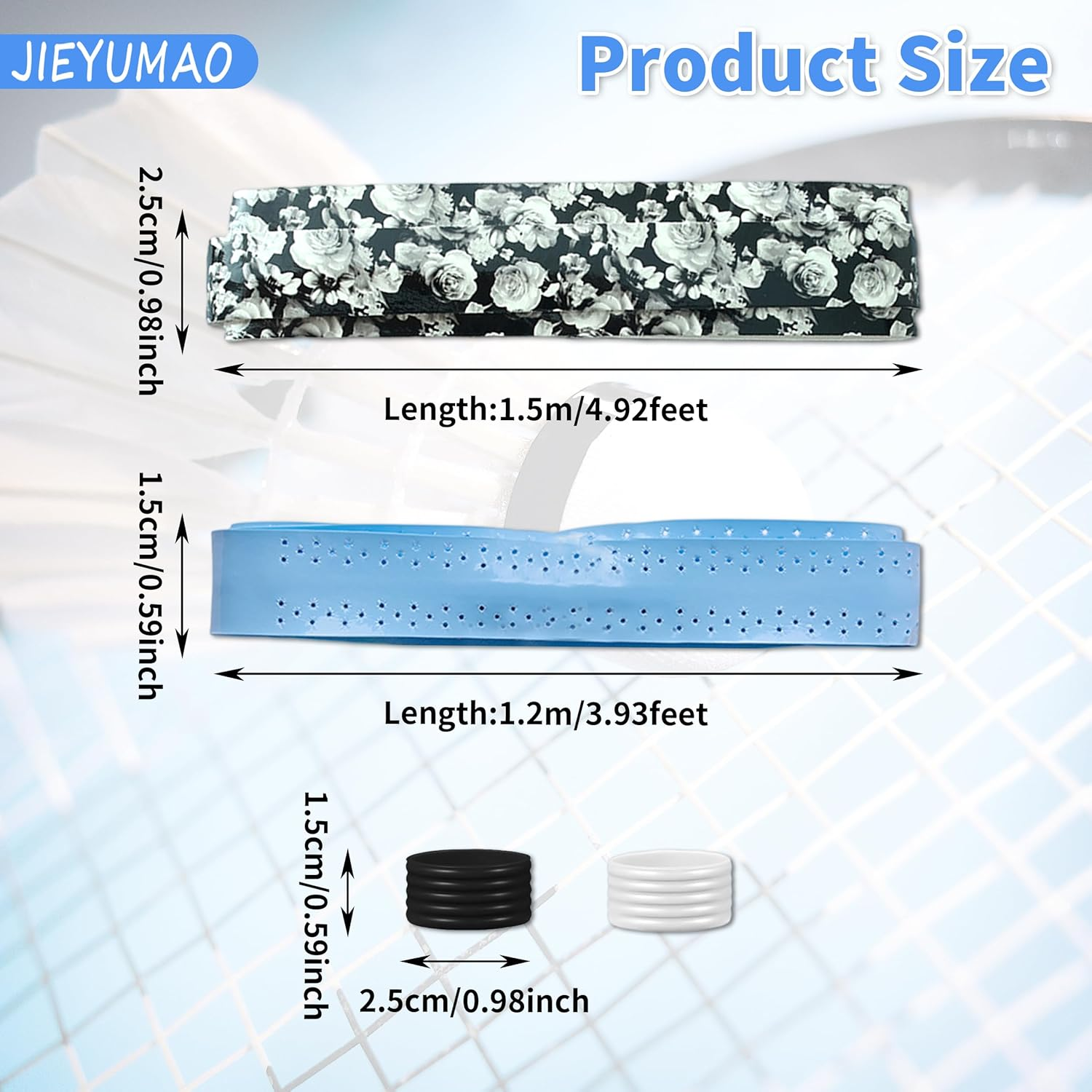 JIEYUMAO 12Pcs Pickleball Paddle Grip Tape, Multicolor Tennis Racket Grip Tape with Racket Grip Bands, anti Slip Tennis Overgrip Grip Tape Self-Adhesive Badminton Racket Grip Tape for Sport Fishing image number 3