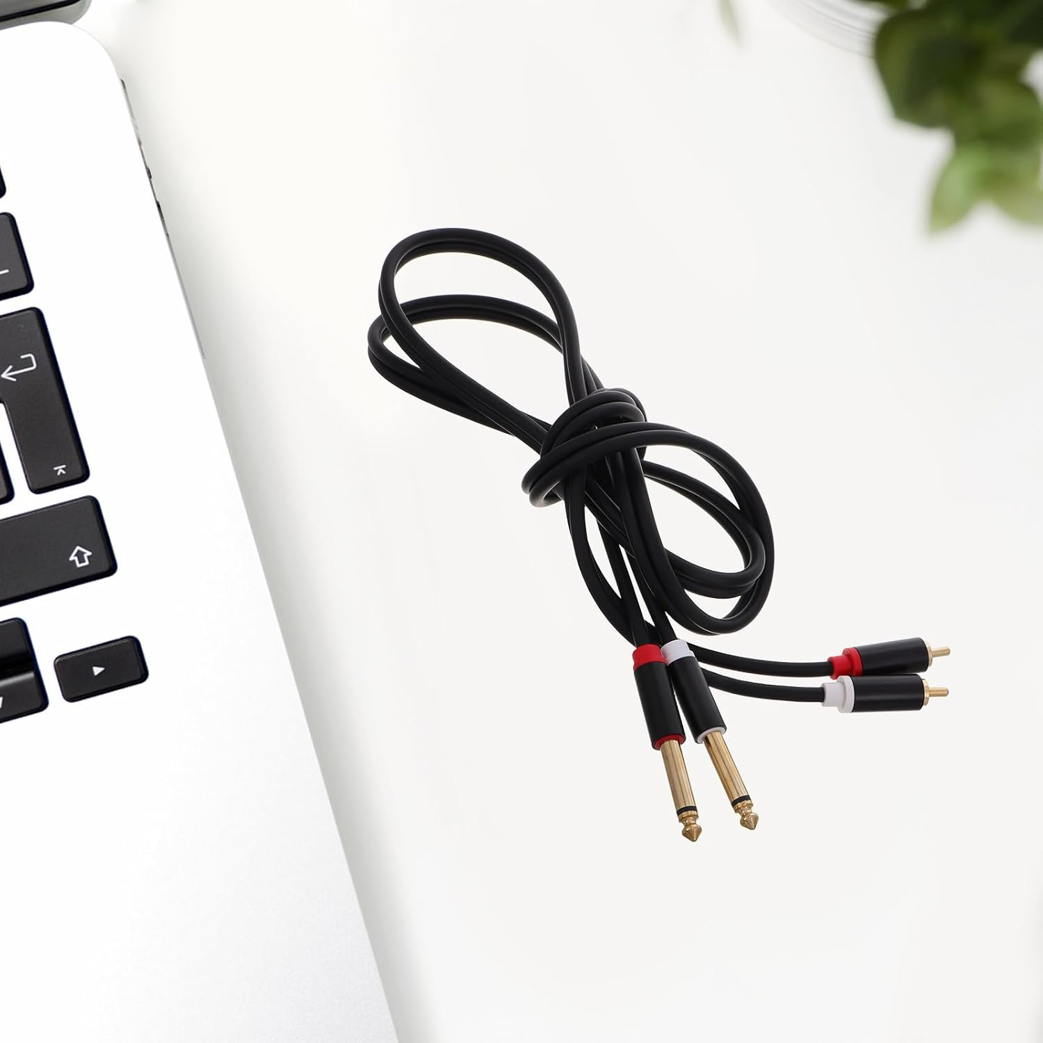 Holibanna Stereo Audio Connection Cable Gold Plated Dual RCA to 6.35Mm TRS Cable Aluminum Alloy Shell for Instrument Home Studio Use image number 5