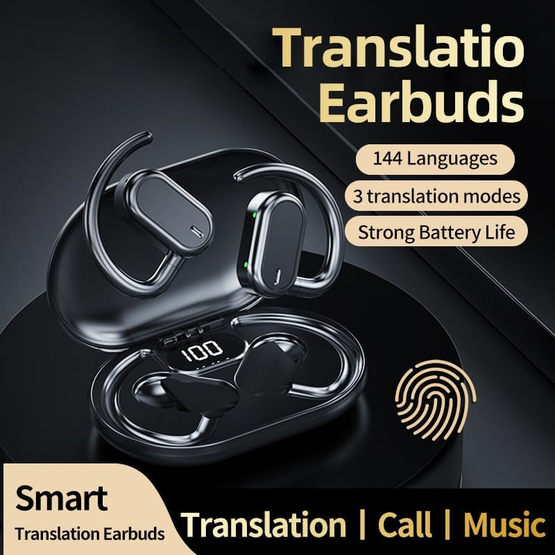 Voice Translator Earphones, Two-Way Translator Device with App for 144 Languages Offline, Intelligent Instant Voice Translator, Bluetooth 5.4 Wireless Music Earphones For image number 4