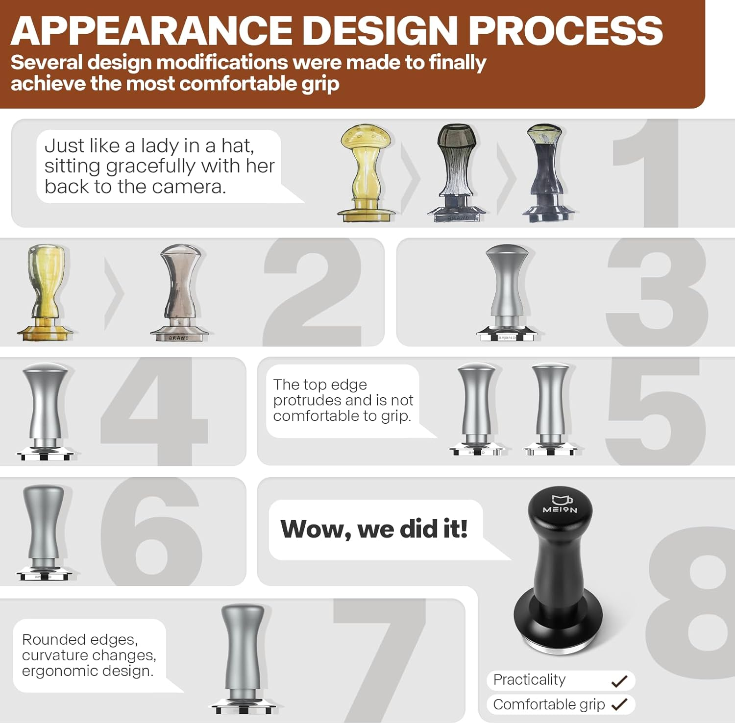 MEION Espresso Tamper 53.3Mm Coffee Tamper, Calibrated Dual Spring Loaded Barista Tamper with Stainless Steel Base, Comes with Aluminum Storage Pad (53.3MM, Black) image number 3