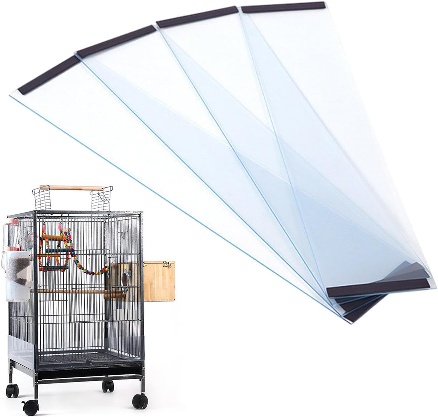 Bird Cage Deflector - 4Pcs Bird Cage Seed Catcher | Clear Squirrel Baffle | Bird Cage Splash Guard Cover image number 5