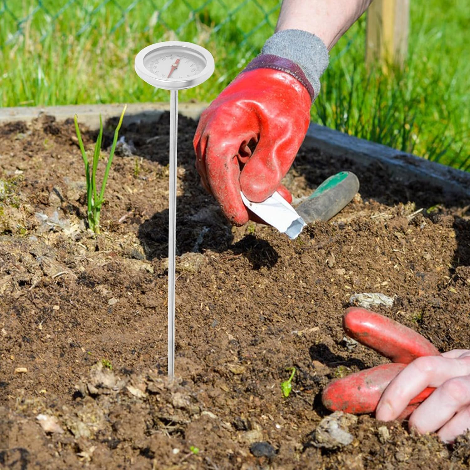 Reusable Stainless Steel Compost Soil Temperature Gauge with Long Stem Probe Accurate Soil Thermometer for Lawn Gardening and Composting Portable and Temperature Measuring Tool image number 2