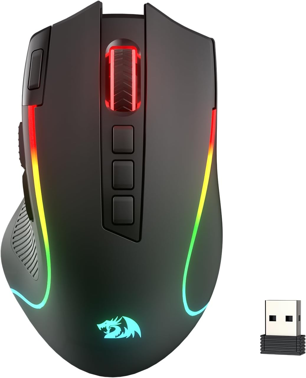 Redragon M612 PRO RGB Gaming Mouse, 8000 DPI Wired/Wireless Optical Gamer Mouse with 9 Programmable Buttons & 7 Backlit Modes, BT & 2.4G Wireless, Software Supports DIY Keybinds Rapid Fire Button image number 4