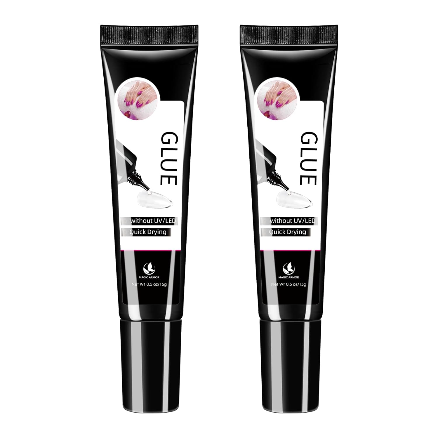 2PCS Nail Glue Gel No Uv Light Needed, Latest Semi Solid Glue for Press on Nails Long Lasting Fake Acrylic Nails Strong Glue Gel 15Gx2 image number 2