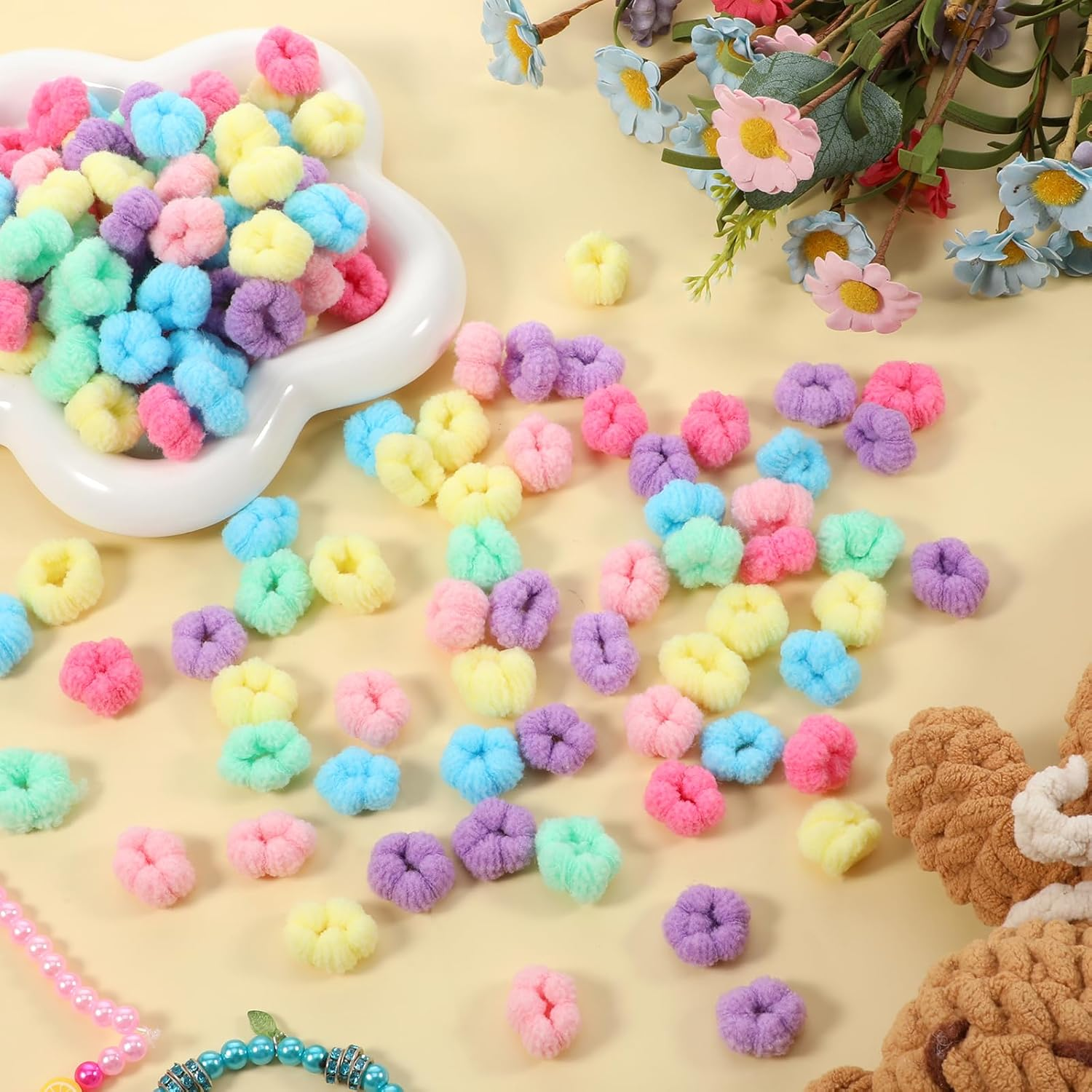 YBEATY Pack of 400 Baby Hair Bobbles Soft Fluffy Toddler Elastic Thin Hair Bobbles Colourful Wrinkle Free for Little Girls Children image number 4