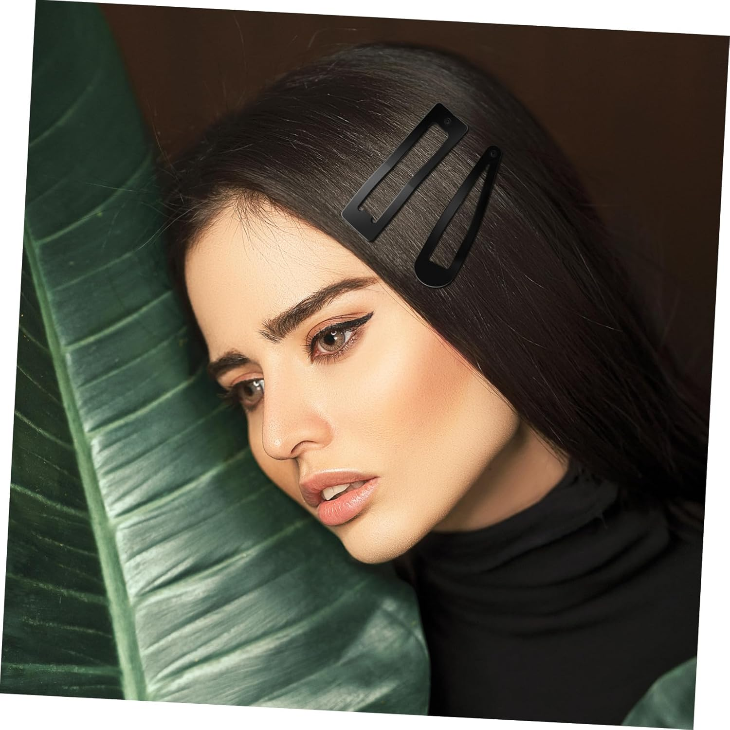 LOLIPPYY Black Snap Hair Clips Set 30Pcs Metal Hair Barrettes Large 8Cm Square Waterdrop Clips for Women image number 6