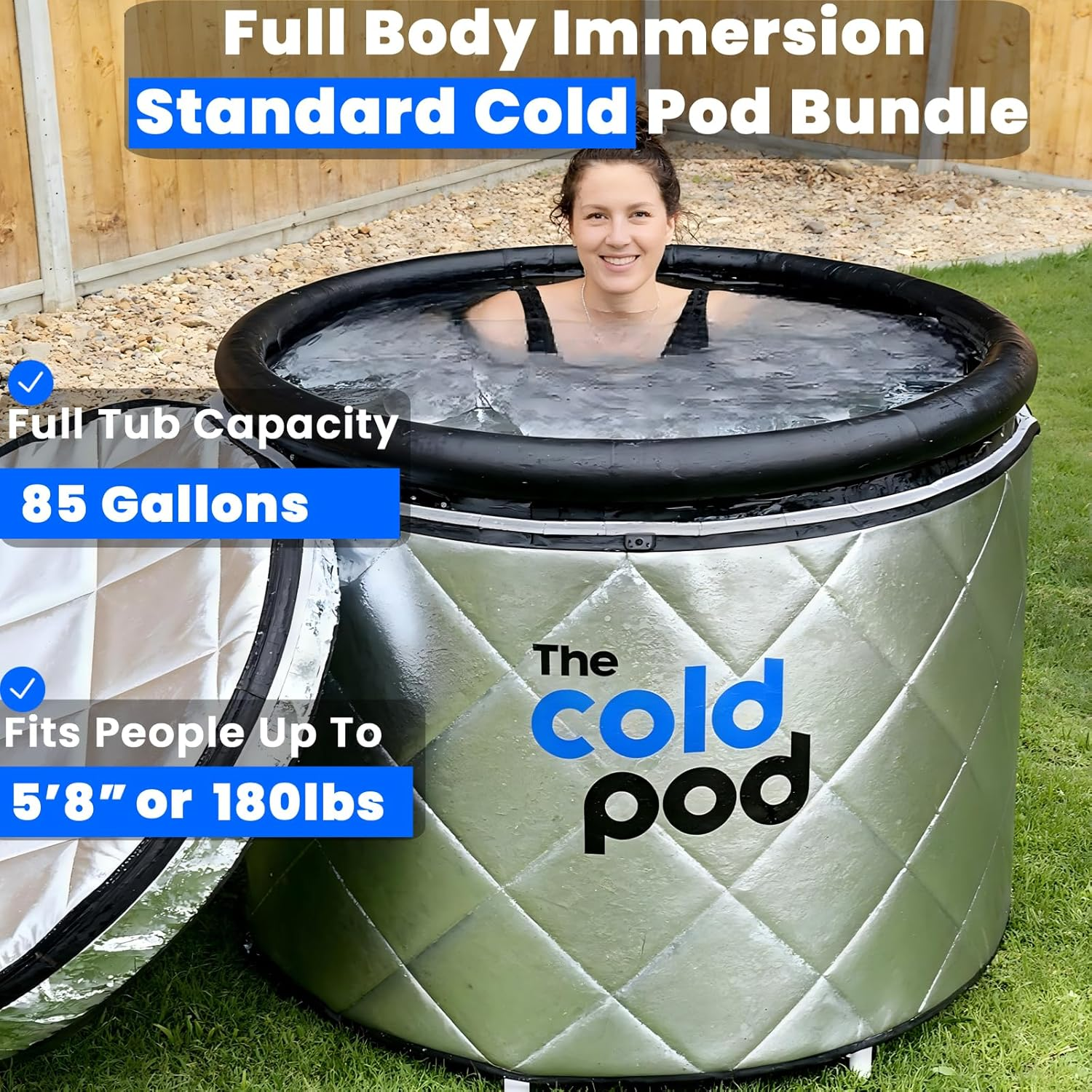 The Cold Pod Ice Bath for Athletes with Cover: 85 Gallons Cold Plunge Tub for Recovery, Multiple Layered Portable Ice Bath Plunge Pool image number 6
