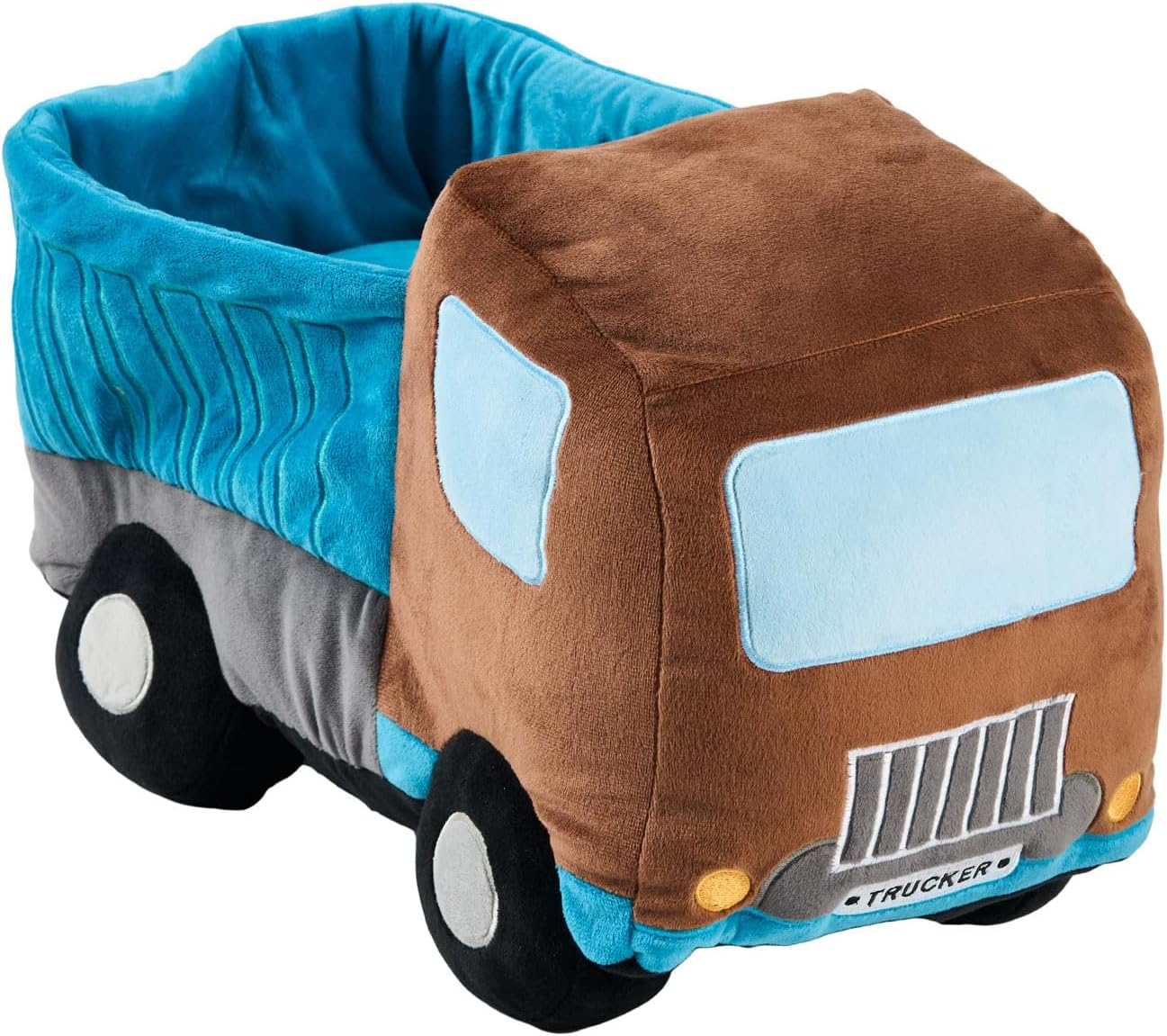 Linen House Kids Dylan Dump Truck Novelty Cushion Plush Toy, 19 Cm Depth X 36 Cm Width X 24 Cm Height