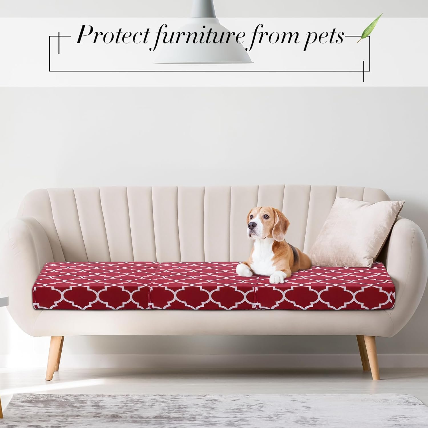 Newwiee 8 Pcs Patio Stretch Sofa Cushion Covers Stripe Outdoor Cushion Covers Replacement Patio Furniture Couch Slipcovers Chair Seat Soft Flexibility Protector(Wine Red) - Dark Green image number 5