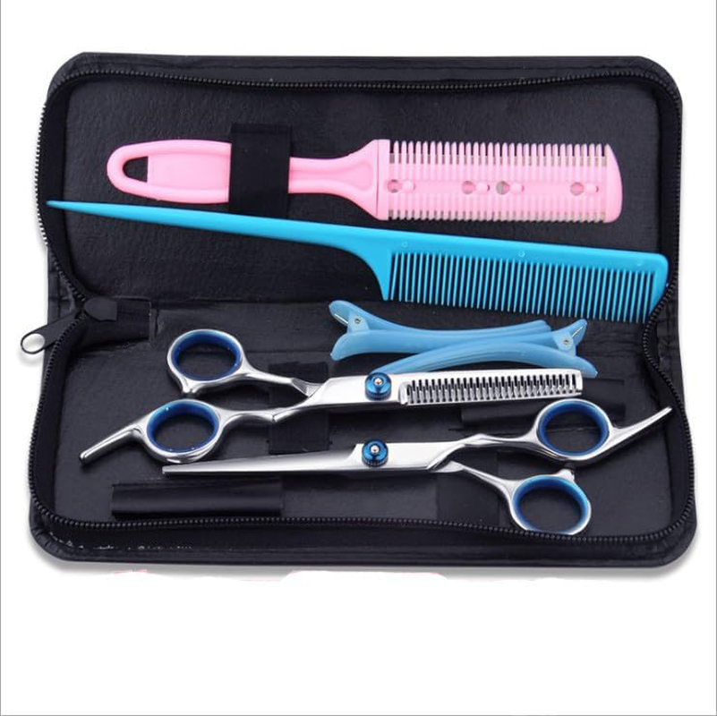 Professional 10 Pcs 6 Inch Barber Hair Cutting Thinning Scissors Set with Cape and Brush image number 3