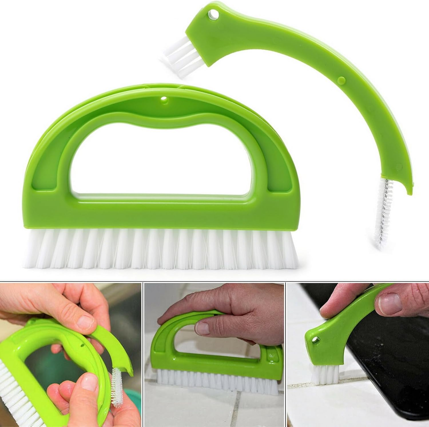 GYB Green 3 in 1 Tile Grout Cleaning Brush Mould Remover Narrow Stiff Stain Cleaner image number 4
