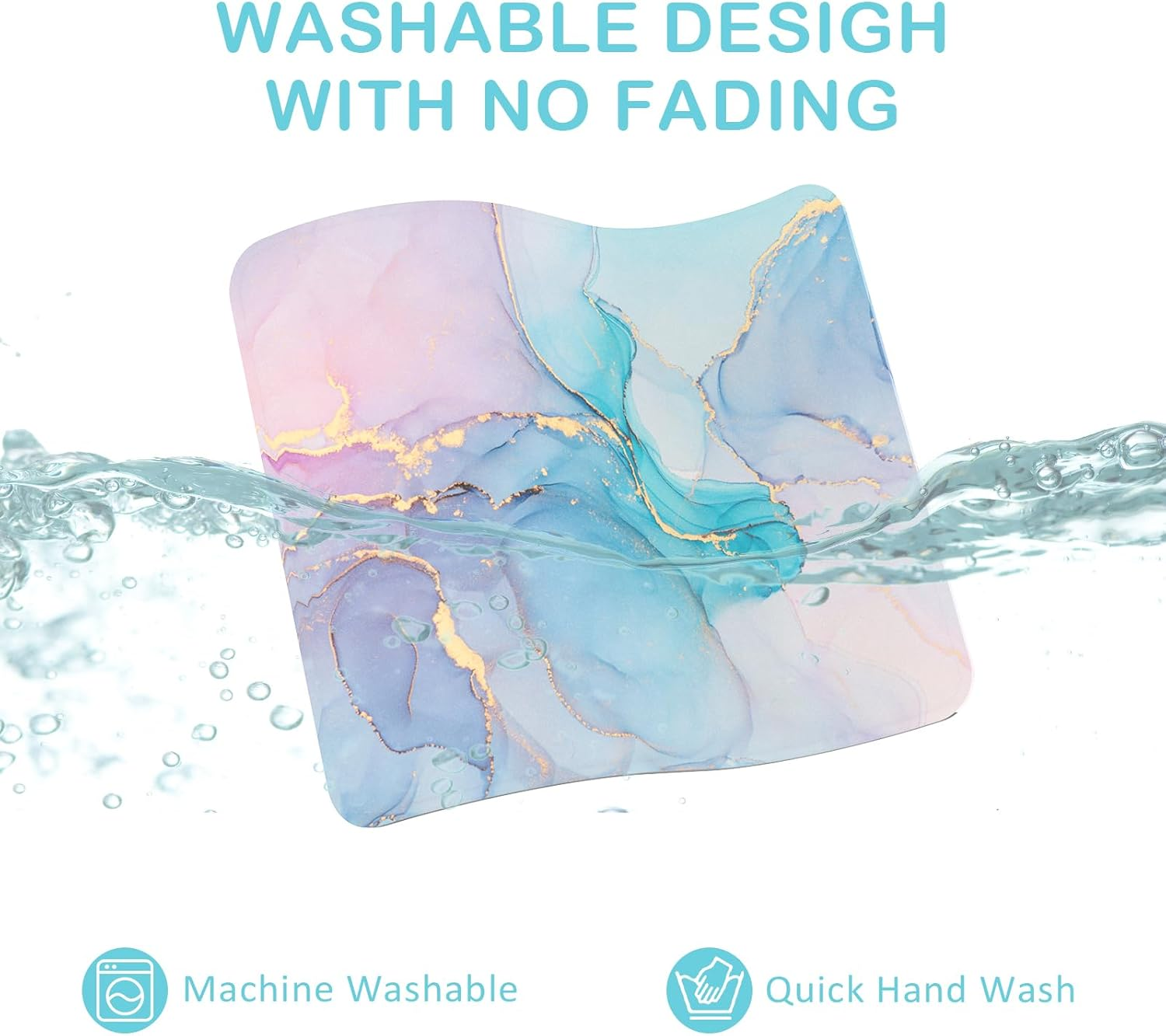 Giecy Gaming Mouse Pad with Stitched Edge, Computer Mouse Mat with Non-Slip Rubber Base Washable Lycra Cloth Mousepad Small Mouse Pad for Home Office Laptop, PC (Pink Blue Marble)