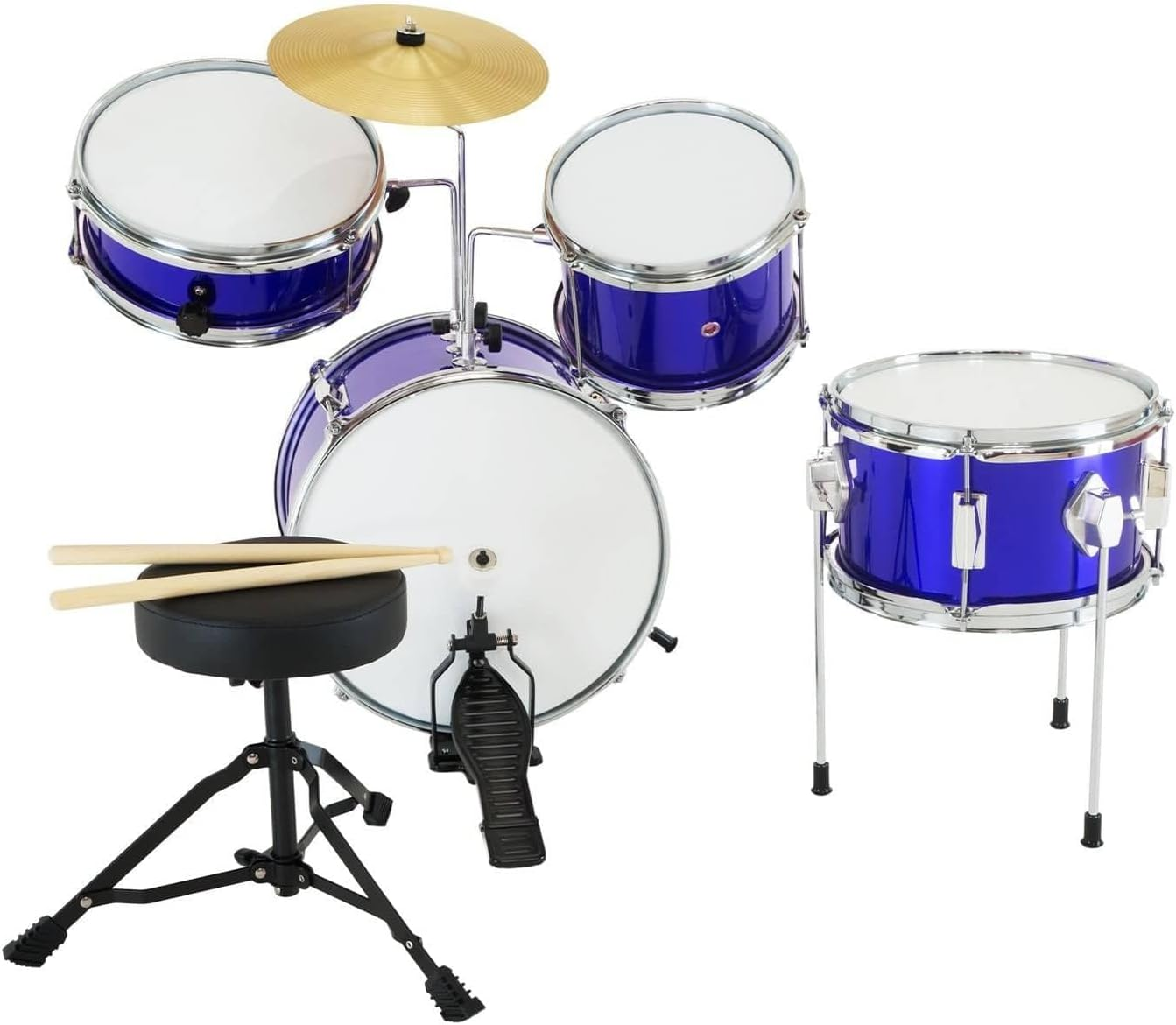 Childrens 4 Piece Blue Diamond Drum Kit Set Musical Instrument,Kids