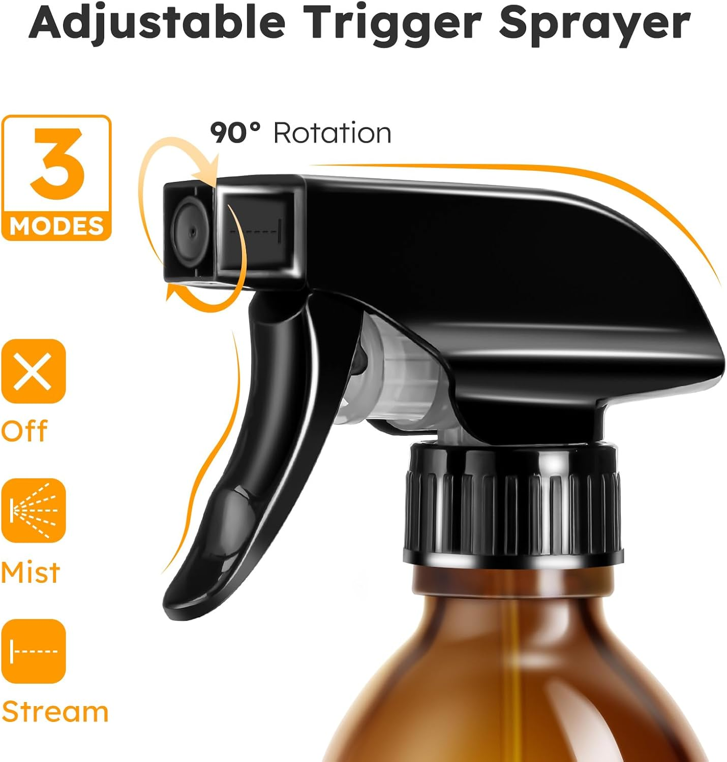 Tecohouse Glass Spray Bottle 250Ml for Cleaning Product and Esssential Oil, Amber Empty Refillable Sprayer Container with Labels, Funnel, Lids, Graduated Pipettes - Handheld Size image number 1