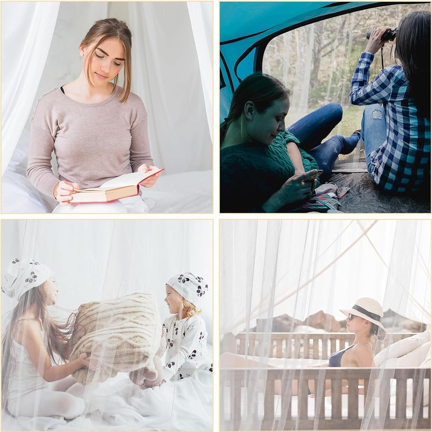 Premium Mosquito Net for Bed, White Mesh Canopy Netting, Single Side Opening, Queen and King Size, for Bedroom, Camping, Travel, Insect Protection (W1.5M&times;L2M&times;H1.6M)