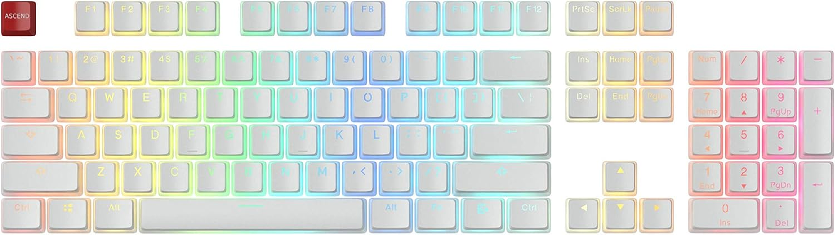 Glorious Aura V1 (White) Pudding Keycaps - Double Shot PBT Translucent for Mechanical Keyboards, 104 Key Set, TKL, Compact Compatible, English (US) Layout (Aura (White)) image number 2