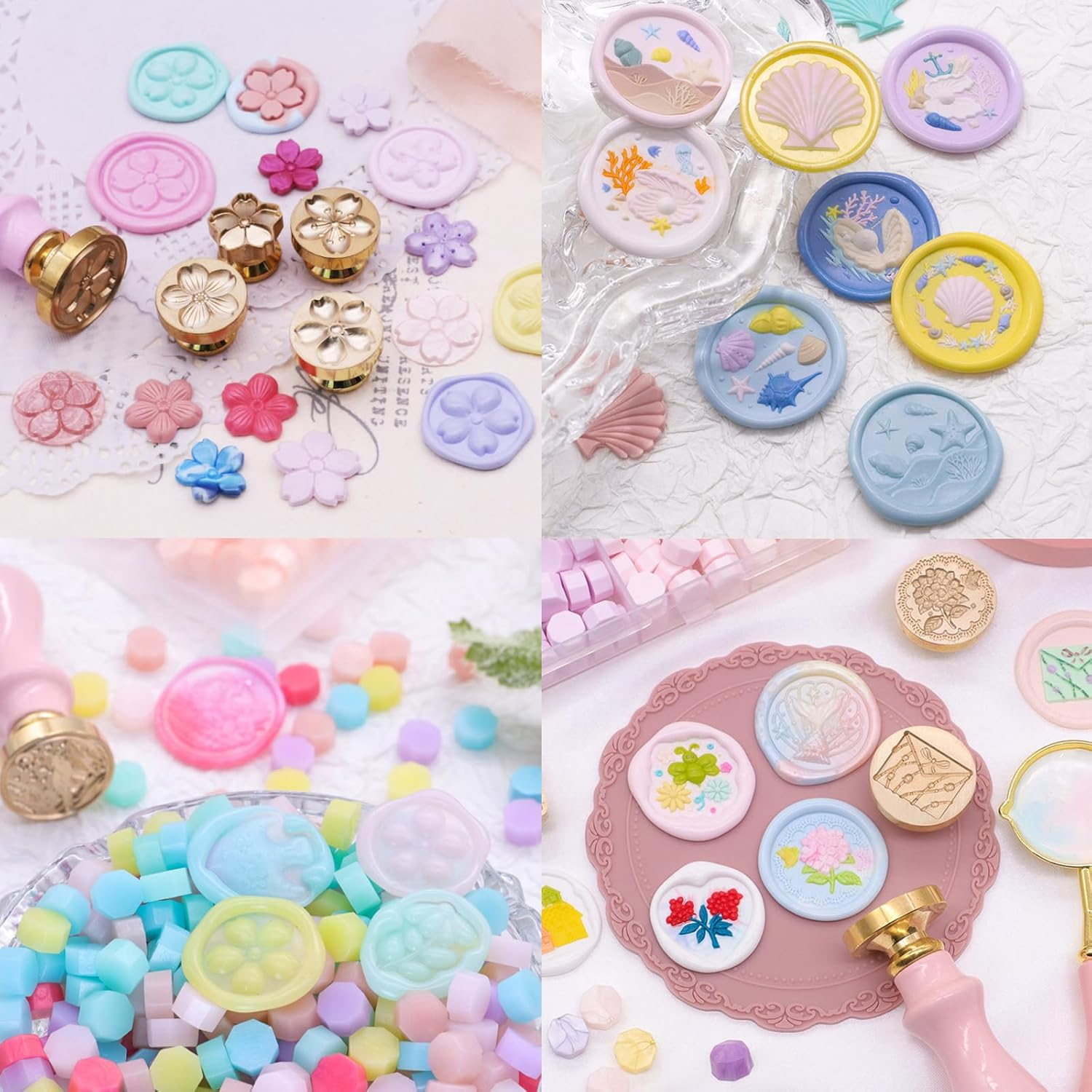 300Pcs Wax Seal Beads, Sealing Wax Beads,Octagon Wax Sealing Beads for Wax Seal Stamp, Cards, Wedding Invitations, Wine Packages, Gift Wrapping, Letter Sealing (Rose Gold)