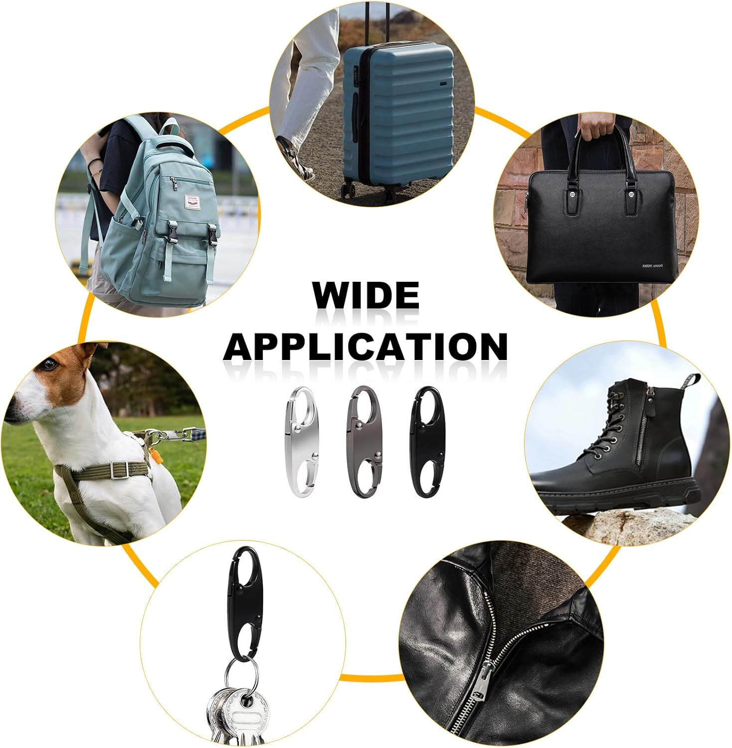 Zipper Clip Theft Deterrent 9Pcs Double Opening Zipper Pull Repair Replacements Black Silver Gray Purse Security Locks Tags Slider Metal Alloy Anti-Theft Clips for Travelbackpack Luggage Purse Closed image number 4