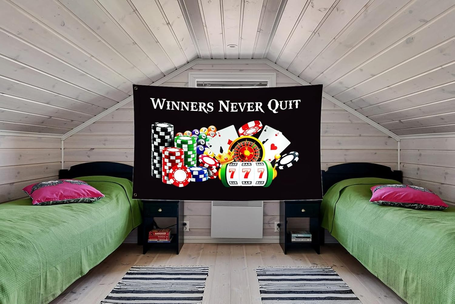 Winners Never Quit Funny Flags 3X5Ft,Premium Quality,Vibrant Colors,Flag with 2 Brass Grommets for Indoor Outdoor. (Blk3X5) image number 2