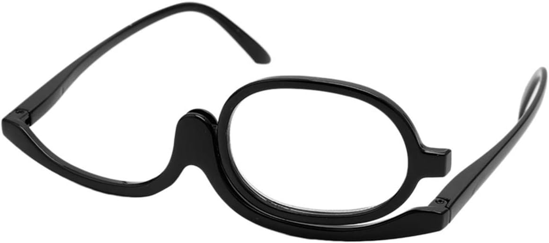 Queenbox +3.0 Make-Up Readers Single Lens Cosmetic Glasses Magnifying Glasses Fashion Eye Make up Flip Spectacles, Black