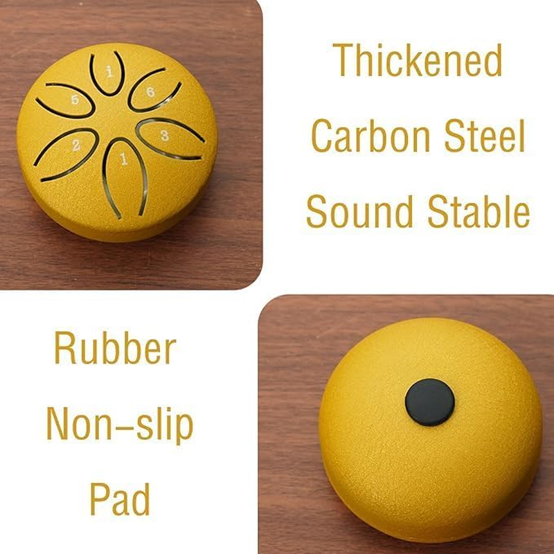 Ksngtixe 3-Inch Six-Tone Tibetan Singing Bowl - Handheld Meditation Rain Drum with Carbon Steel Construction for Sound Healing, Yoga & Stress Relief (Gold) image number 3