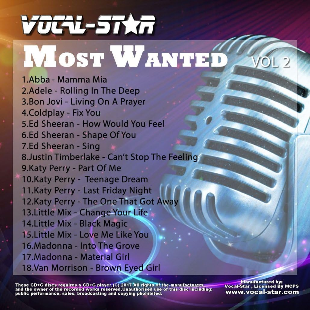 Vocal-Star 2022 Karaoke Chart Hits Disc Set Including 80 Top Songs, Supplied on 4 CDG Karaoke Discs, Karaoke Cds with Words image number 1