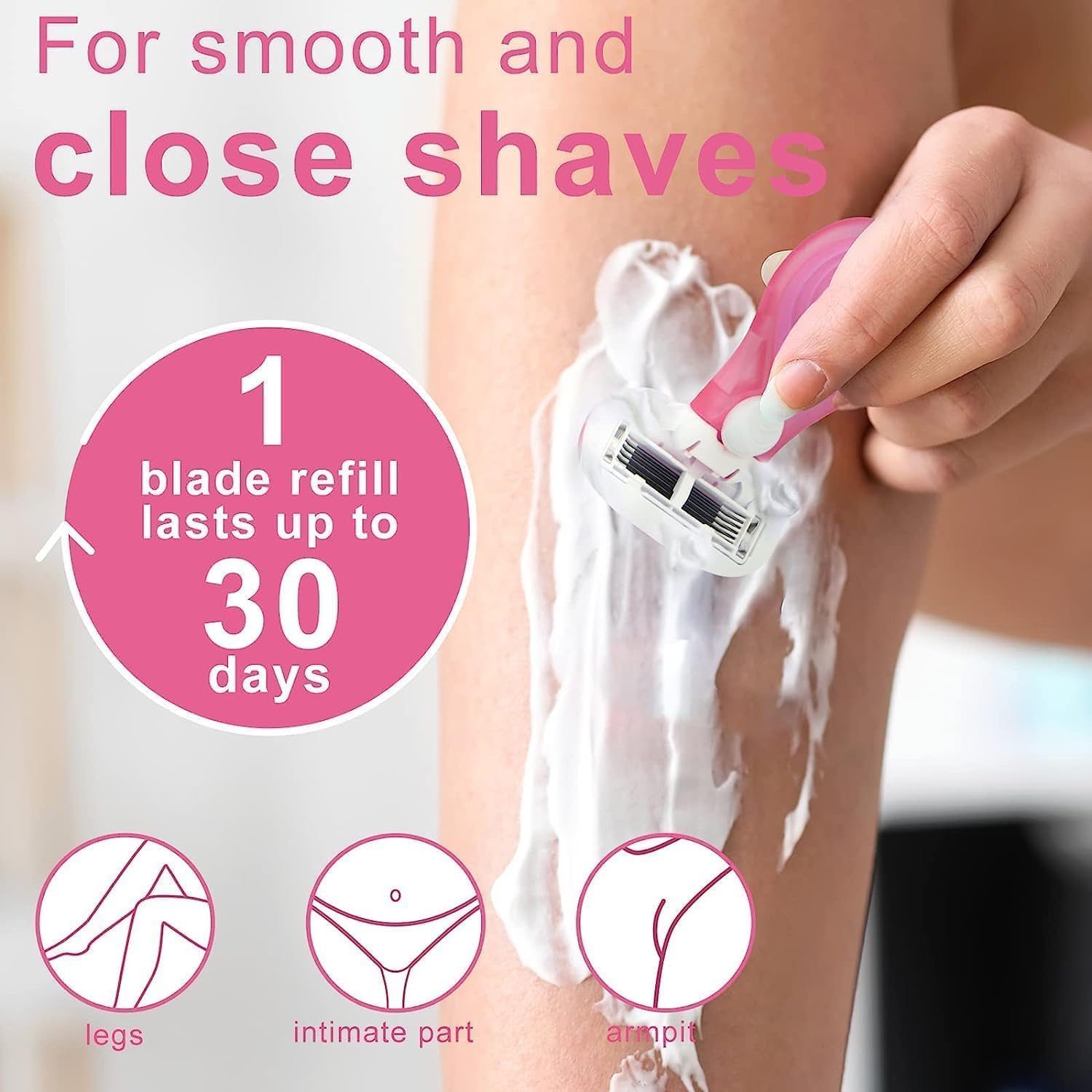 Mini Travel Razor for Women, 5-Blade Sensitive Safety Body Razors, Travel Accessories, Travel Essentials Shave Kit for Legs Hands Arm Smooth Skin, Includes 1 Mini Razor, 3 Razor Blade Refills, 1 Travel Case image number 5
