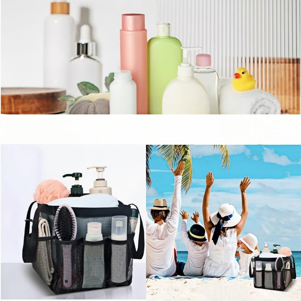 Shower Caddy Portable with Drawstring, Large Mesh Hanging Shower Organizer with 8 Storage Pockets 2 Handles for Toiletry, Dorm Room, Shower Bag for Camping, Cottage,Gym,Bathroom image number 1