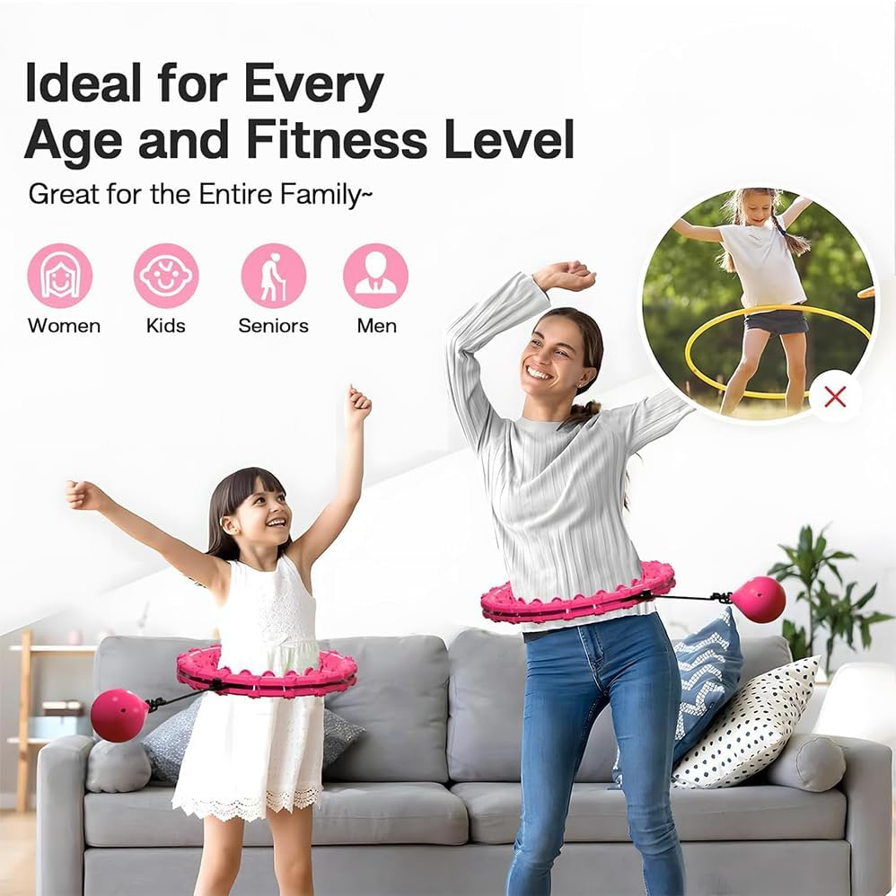 Weighted Infinity Hoop for Adult Weight Loss,24 Links Detachable & Size Adjustable,2 in 1 Waist and Abdominal Workout Hoop,Exercise Hoop Suitable for Women and Beginners,With Waist Trainer for Women image number 1