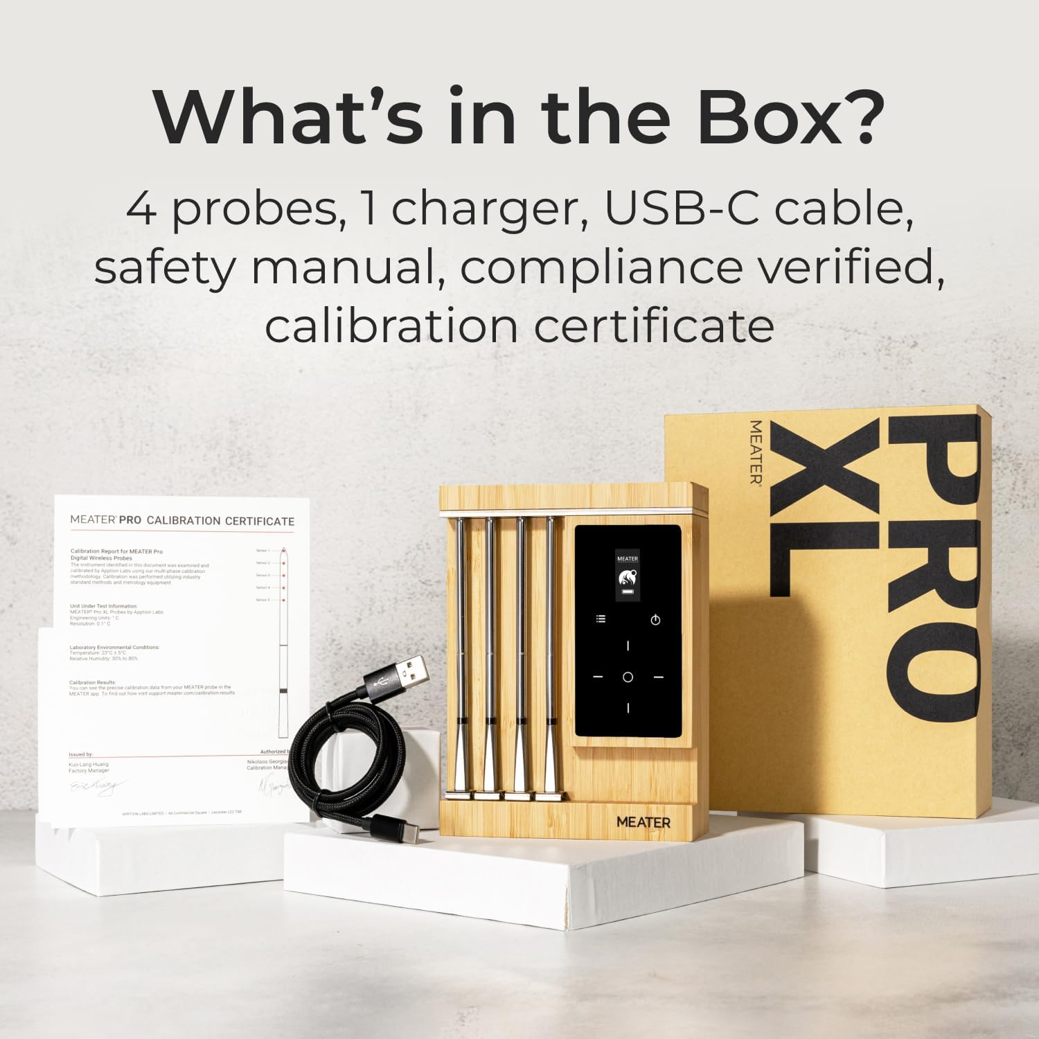 MEATER Pro XL Smart Wireless Meat Thermometer, 4 Probes, Built-In Wifi, Bamboo Charging Dock image number 3