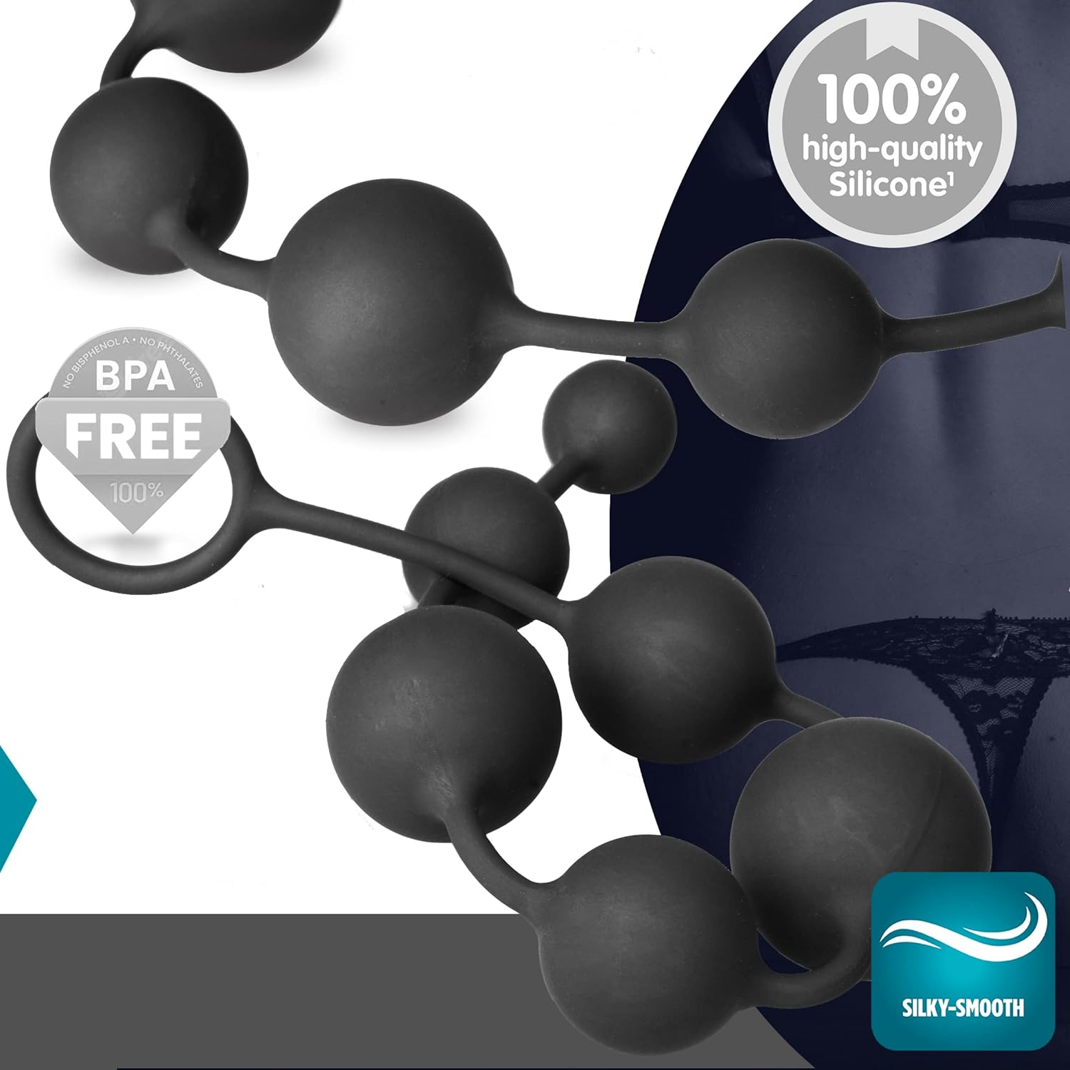 Beads for Men/Women - 100% Silicone with Gradual Size Increase & Safe Pull Ring - Easy to Clean Toys, BPA & Phthalate Free image number 4