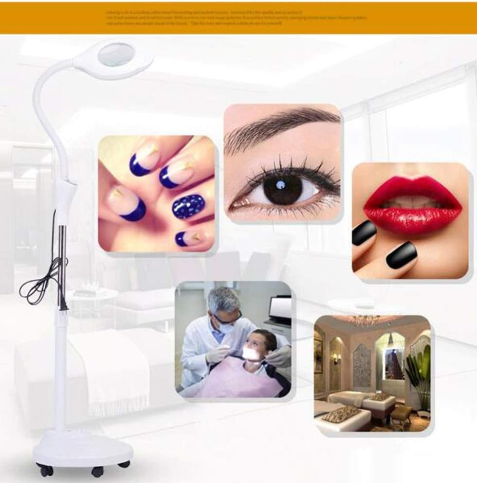 16X Magnification Magnifying Glass with Light Wheeled Floor Standing Hands Free Illuminated Adjustable Magnifier Lamp 360&deg; Rotation Adjustment Reading Crafts Hobbies XXZ image number 2