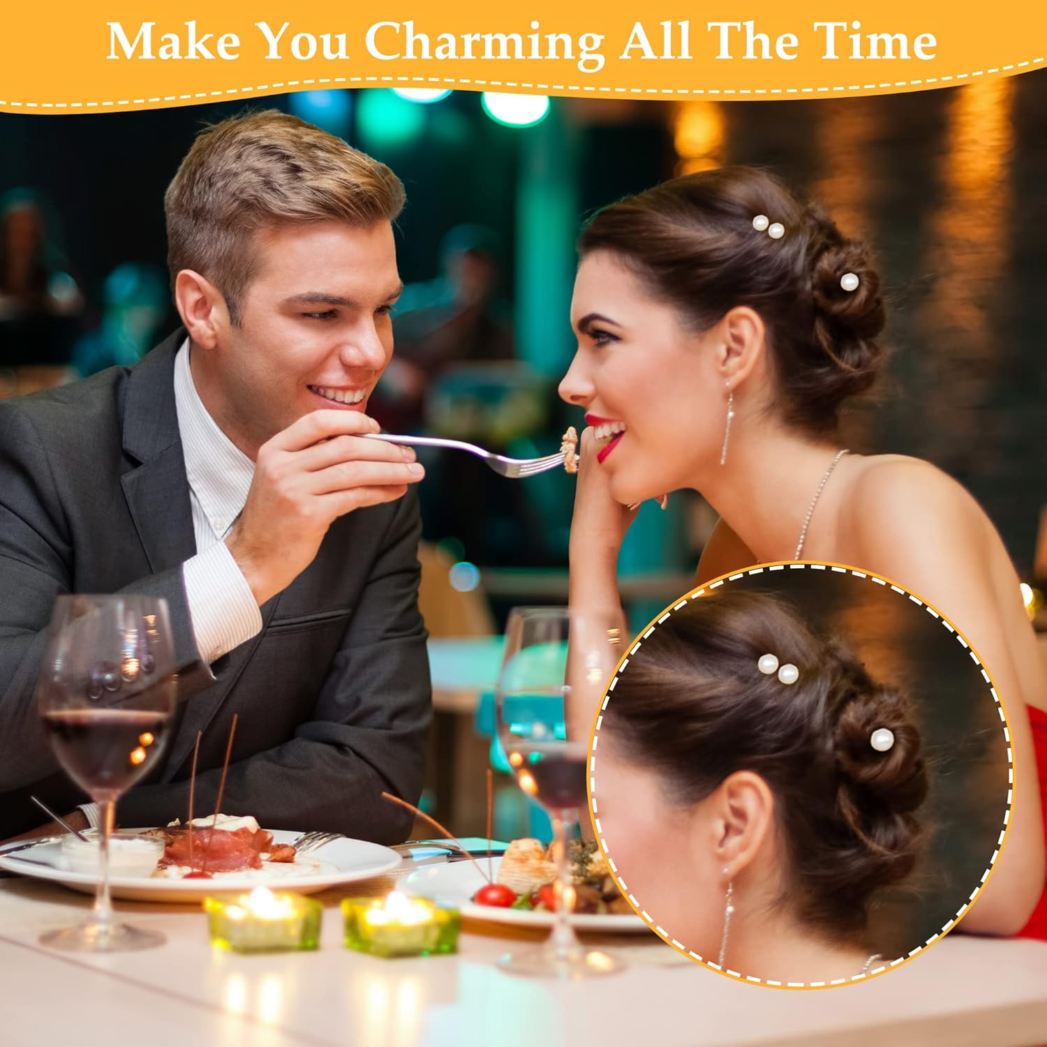 Pack of 18 Pearl Hair Pins, U-Shape Hair Accessories, Wedding, Golden Hair Accessories, Beads for Party, Prom, Wedding, Daily Life image number 1