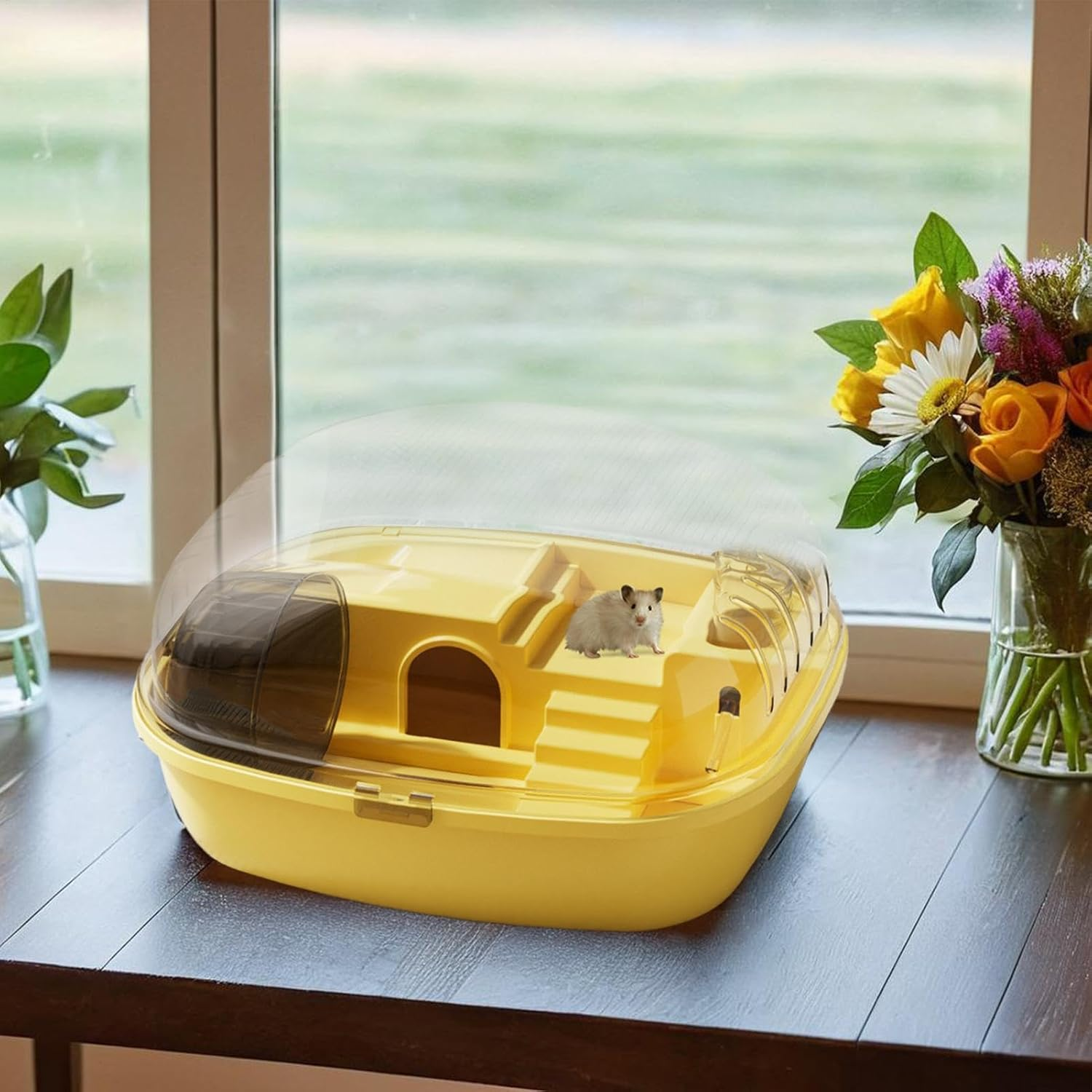 Jaula for Jerb - Hamster Cage | Interactive and Fun Transparent Acrylic Cage, Small Animal Habitats for Hamsters, Jerb and Mice, Including Water Bottle, Training Wheel