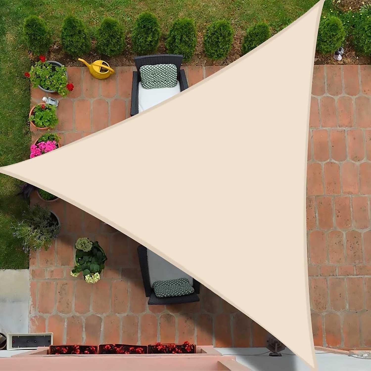 Beige1,Jyhcd Triangle Sun Shade Sail, 6.5 X 6.5 X 6.5Ft Waterproof Sunshade Awning Canopy with Fixing Kit,Outdoor UV Block Triangle Shade Sail Canopy Shelter for Garden Patio or Backyard - Beige2 image number 6