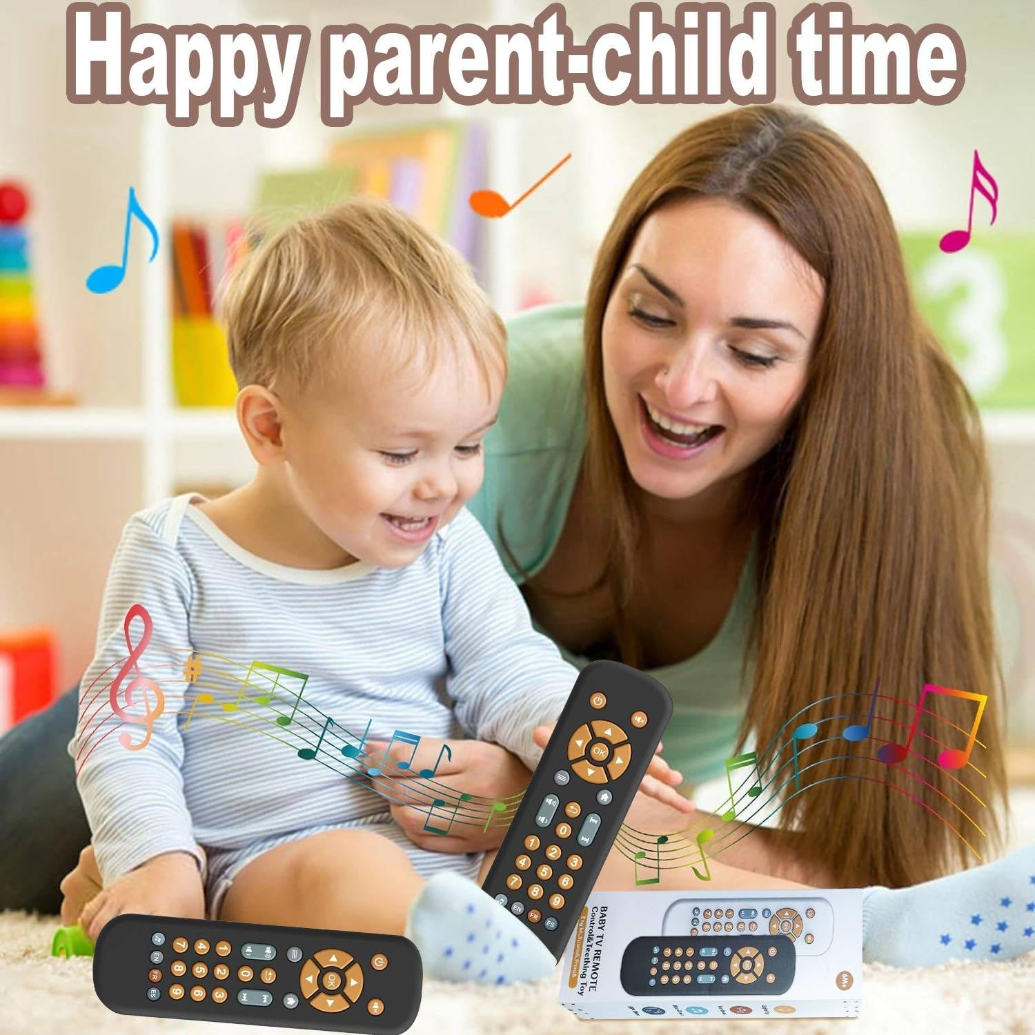 Baby TV Remote Toys 6-12 Months, Toddlers Remote Control Toy, Realistic Play Remote Early Educational Baby Musical Toys with Light and Sound for Infant Boys Girls Kids 6, 12, 18 Months Black - Black image number 3
