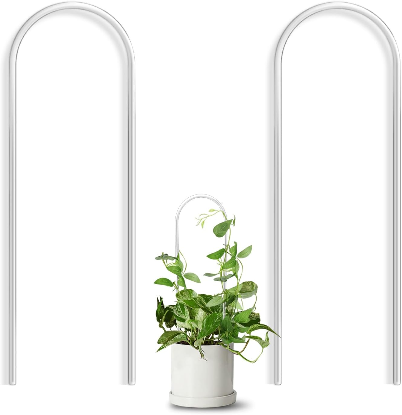 2 Pack U-Shaped Clear Acrylic Trellis for Indoor Plants, Small Plant Support for Potted Climbing Vines, Hoya, Ivy - Indoor Outdoor Use image number 3