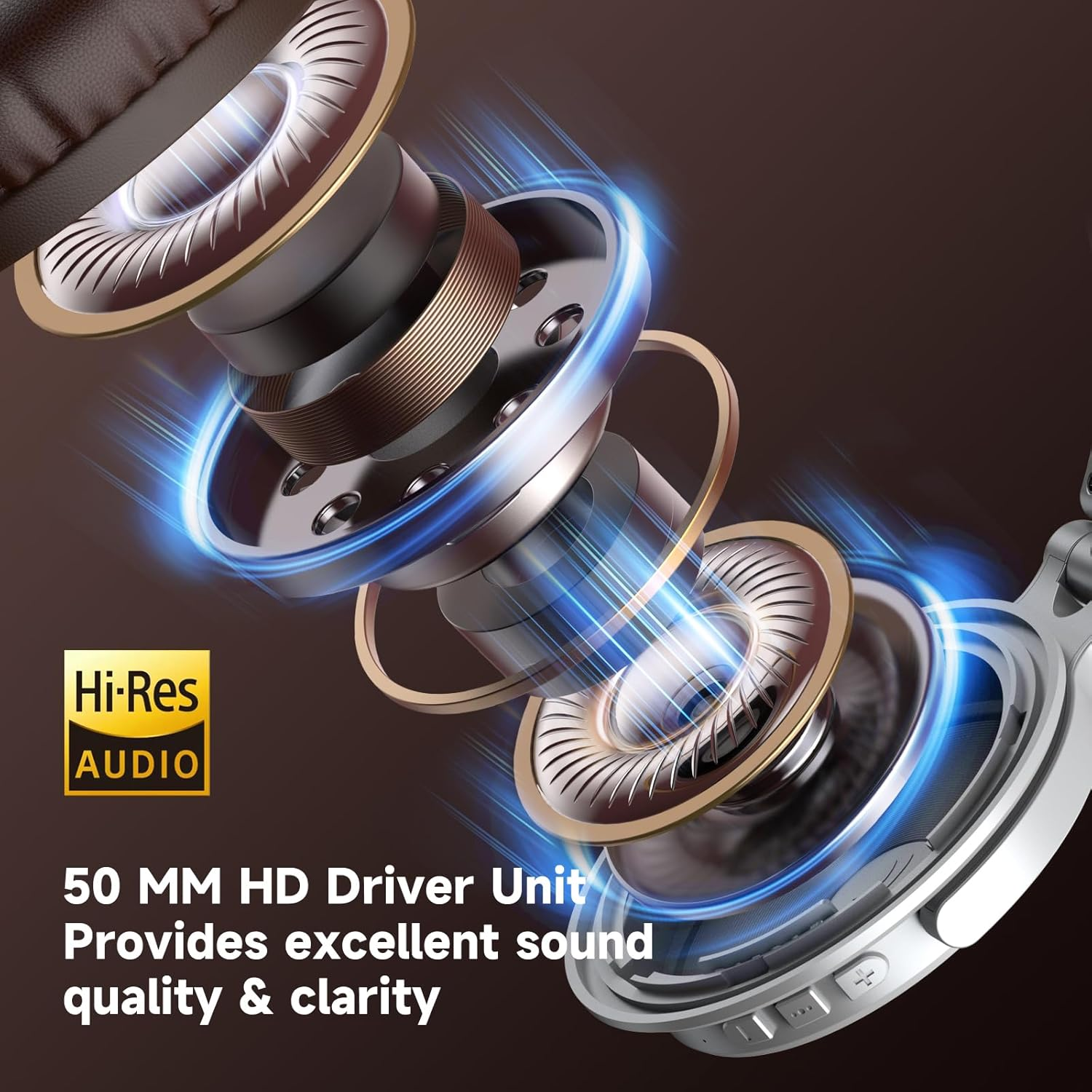 Oneodio Bluetooth over Ear Headphones, 110 Hrs Wireless/Wired Stereo Sound Foldable Headsets with Deep Bass 50Mm Neodymium Drivers for Pc/Phone/Tablet - Studio Wireless Pro C, Silver image number 3