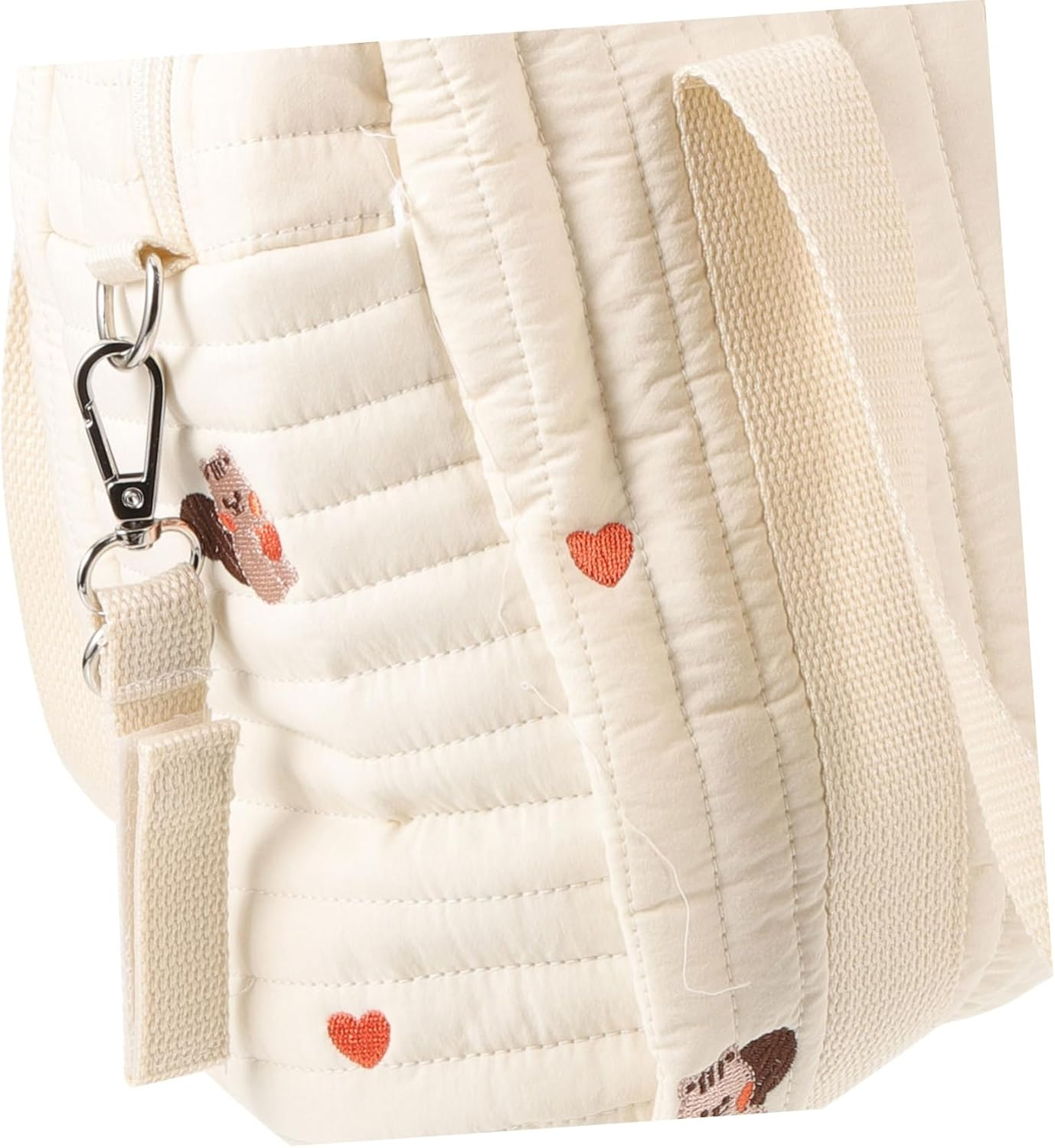 SECFOU Embroidered Cotton Diaper Bag Stroller Straps Medium Squirrel Design Compact Travel Tote for Moms Versatile Baby Storage Dual Handles image number 4